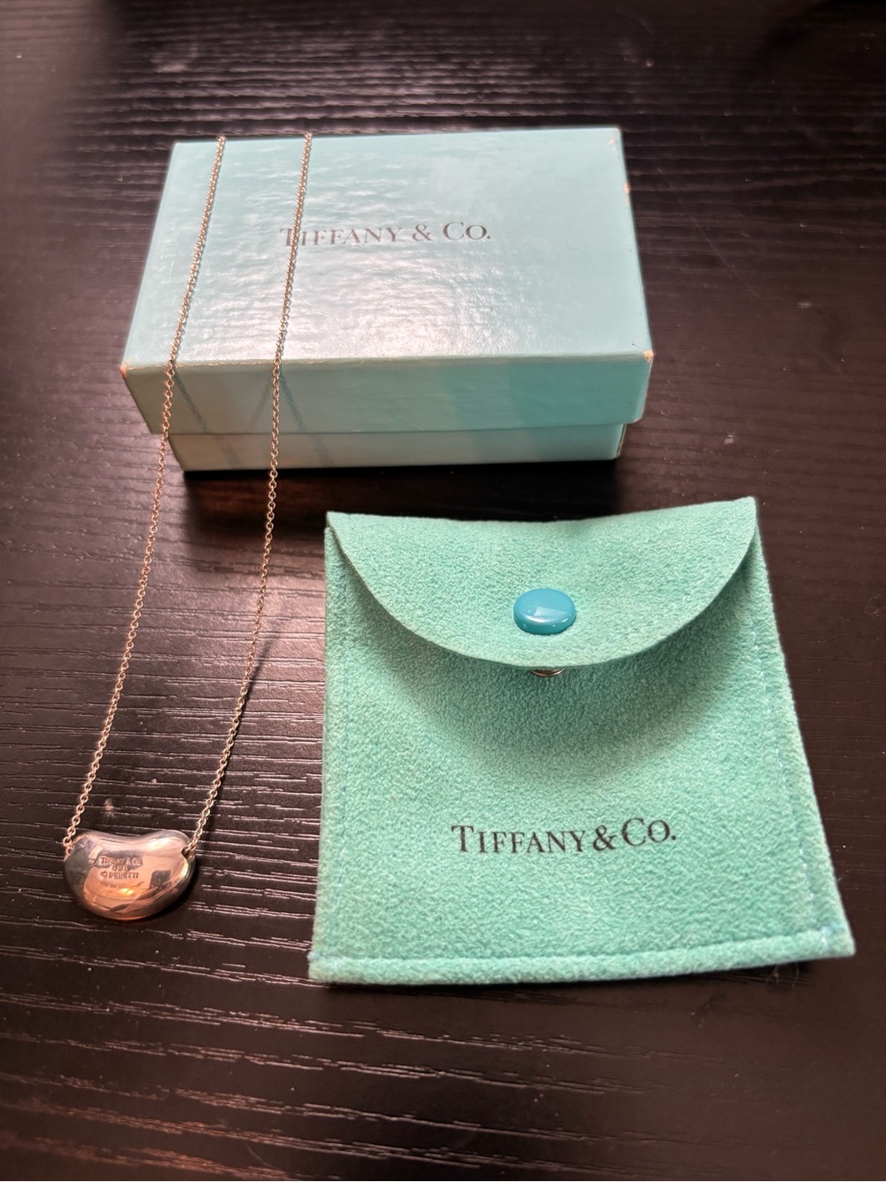 Vintage Tiffany & Co. Sterling Silver Elsa Peretti Bean Pendant Necklace Set